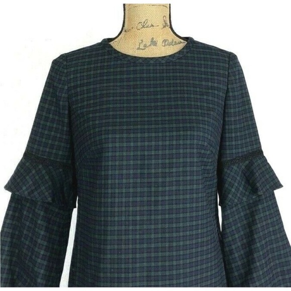 Loft Tartan Shift Dress Balloon Bell Sleeve - Picture 12 of 16